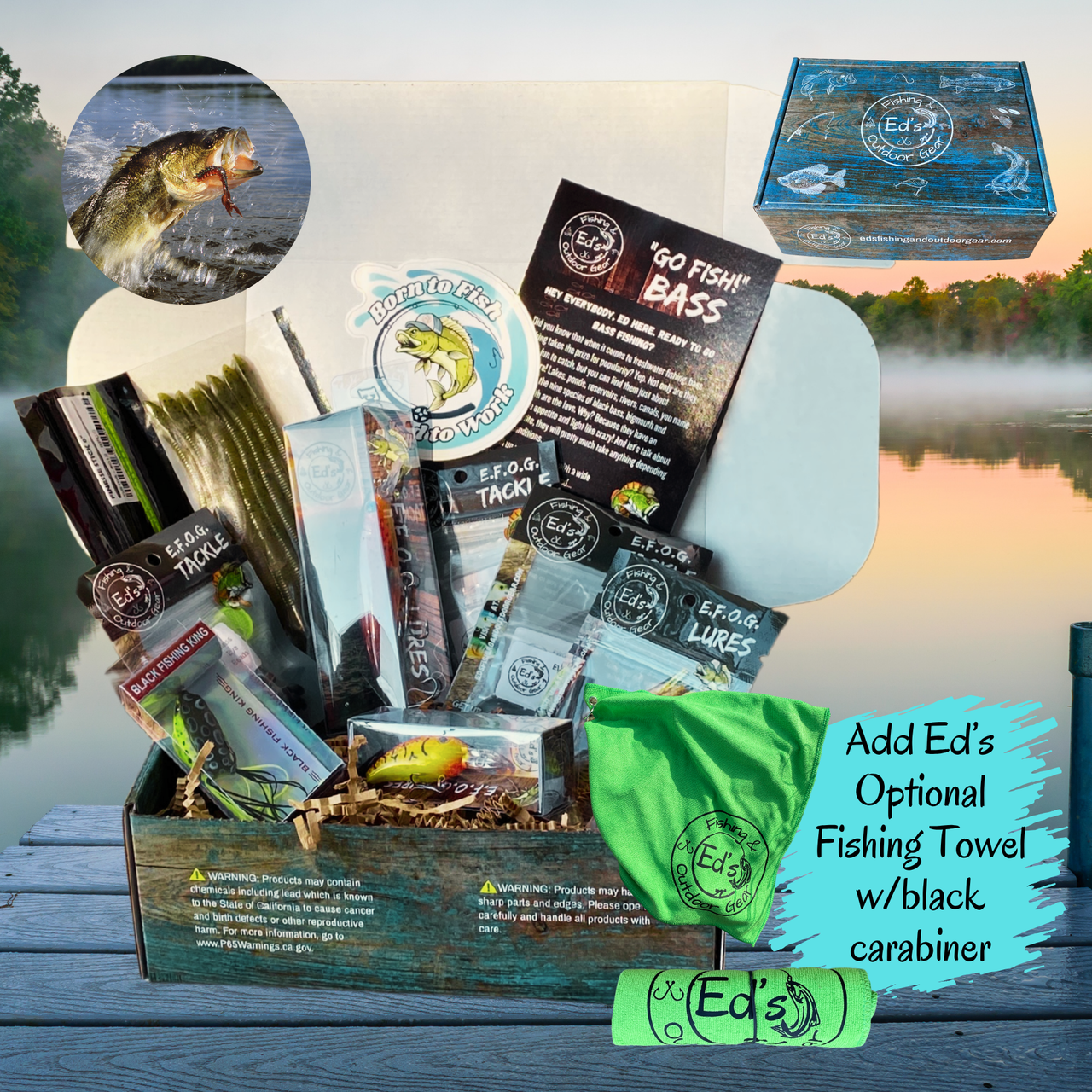 Bass Fishing Gift Box, 7-8+ types of Premium Lures and Tackle, Soft and Hard Bait Fishing Kit, Gift Idea for Fisherman, Mystery Fishing Box, Original