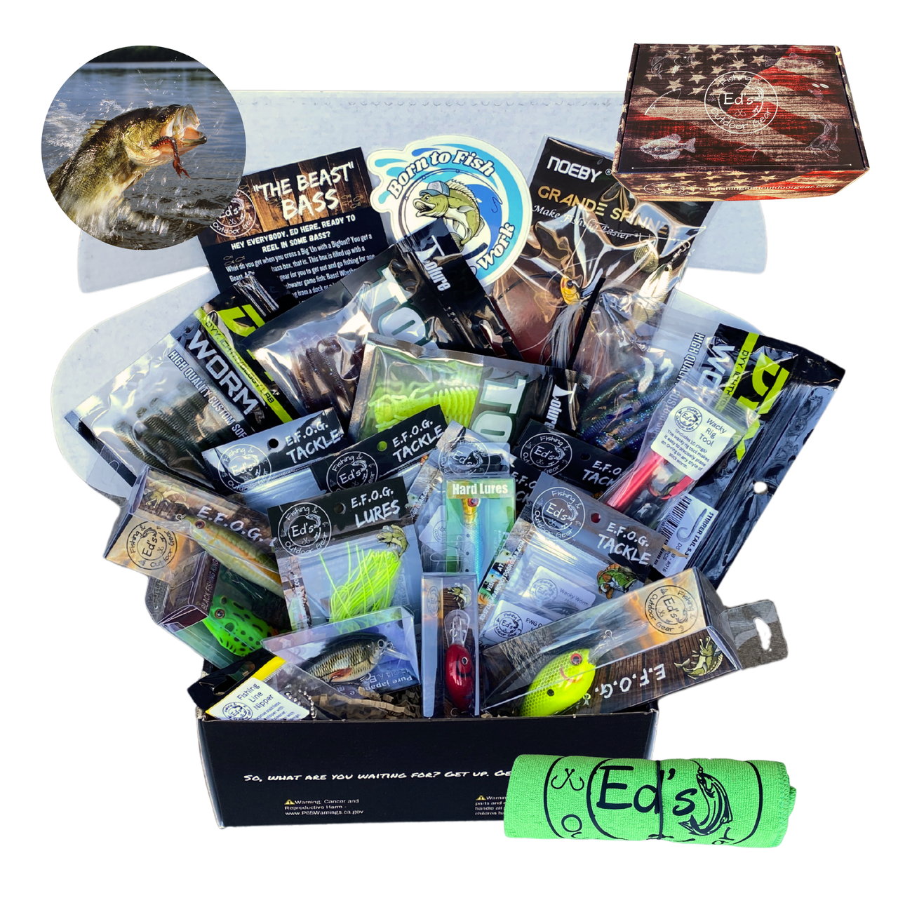 Ed's Bass Fishing Gift Box, 19-20 Types of Premium Lures and Tackle, Beast - Flag Edition