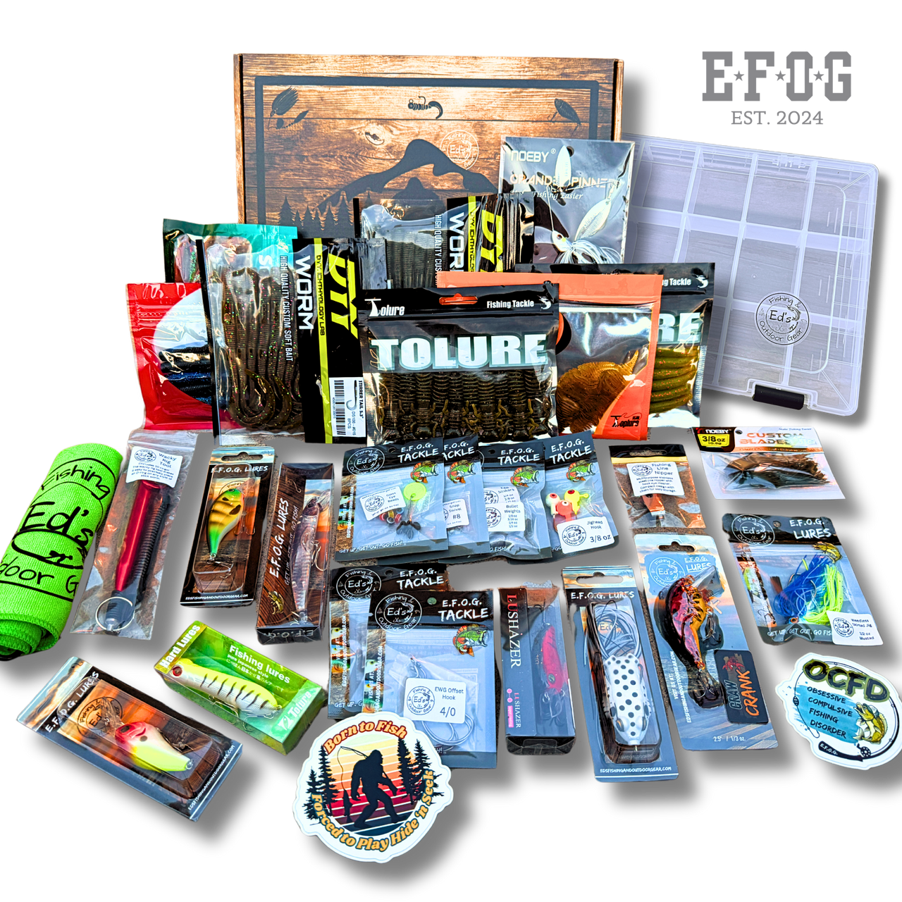 Ultimate Bigfoot Bass Fishing Gift Box, 3600 Tackle Box, 28+ types of Premium Lures and Tackle, Gift for Anglers