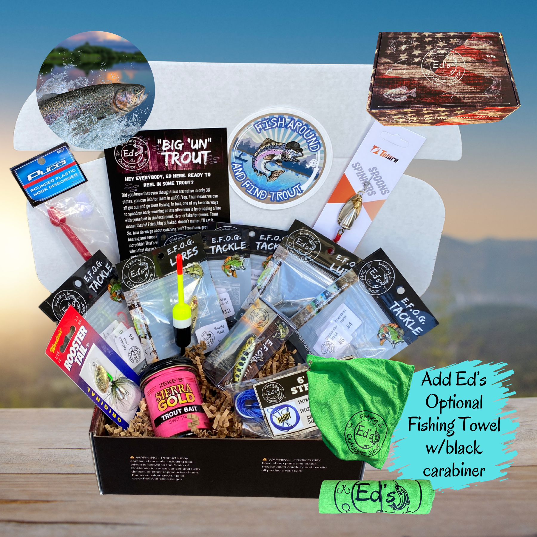 Ed's Freshwater Trout Fishing Gift Box, 12-13+ types of Premium Lures