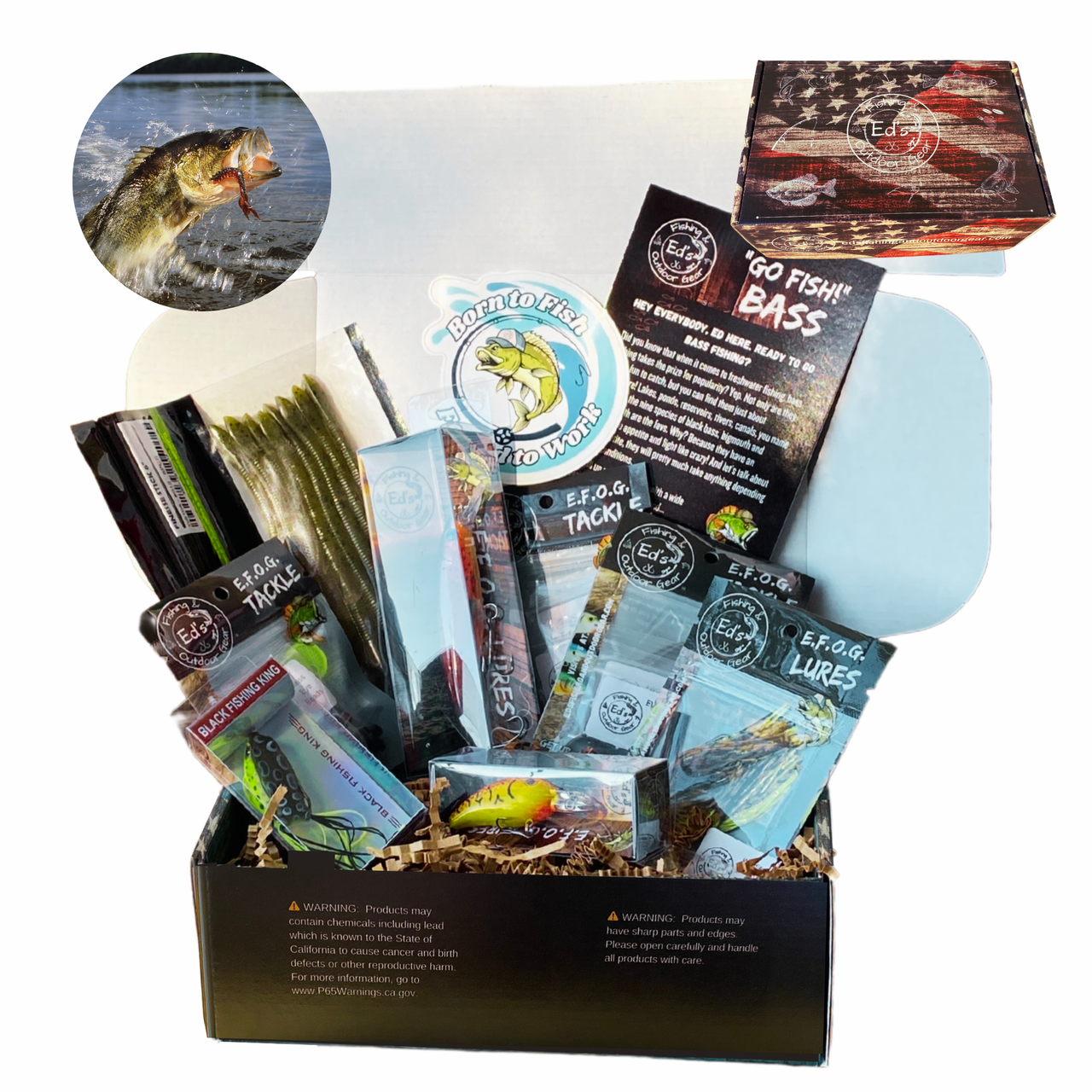 E.F.O.G.'s GO FISH! Bass Fishing Box - American Flag Edition